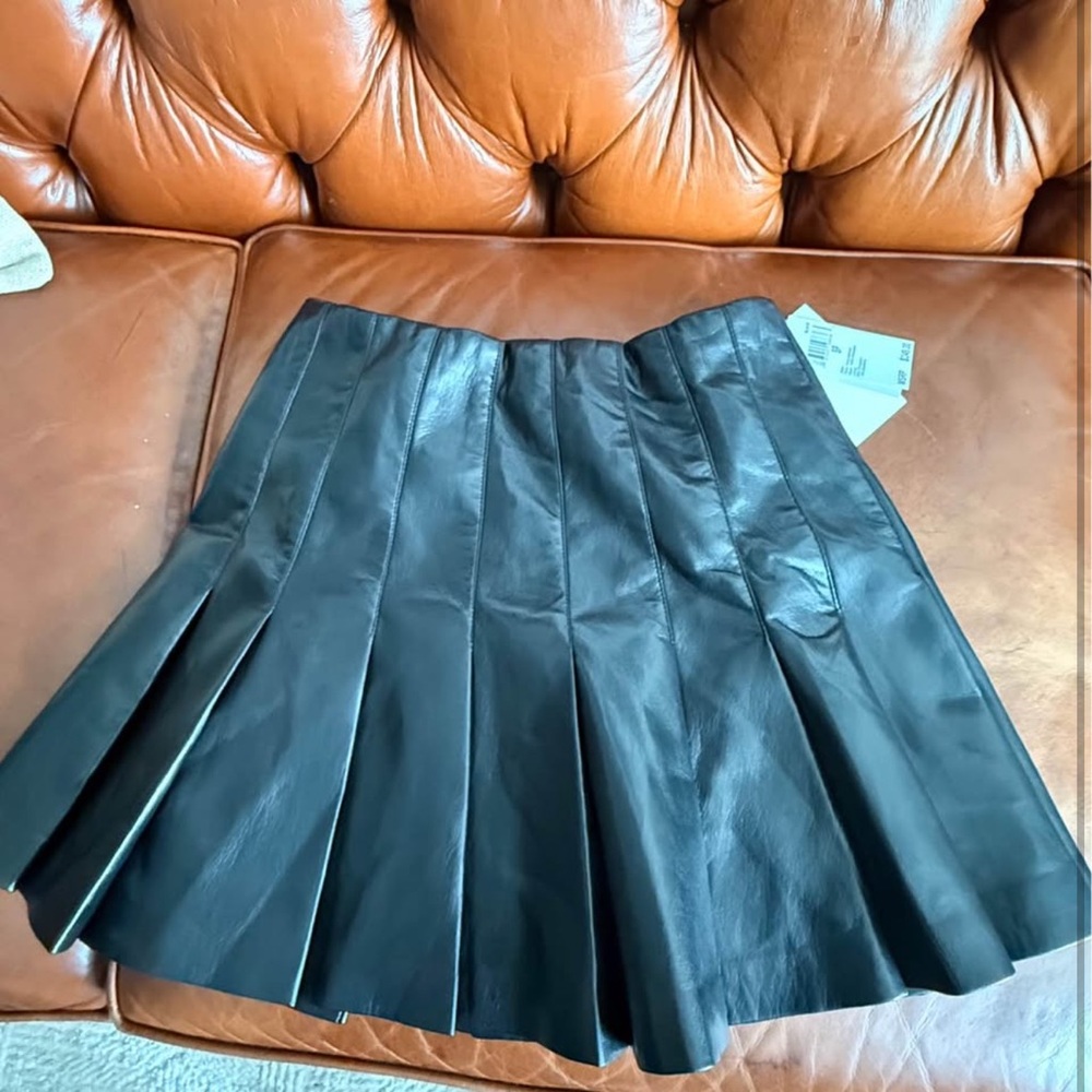 Jason Wu Black A-Line Leather Skirt